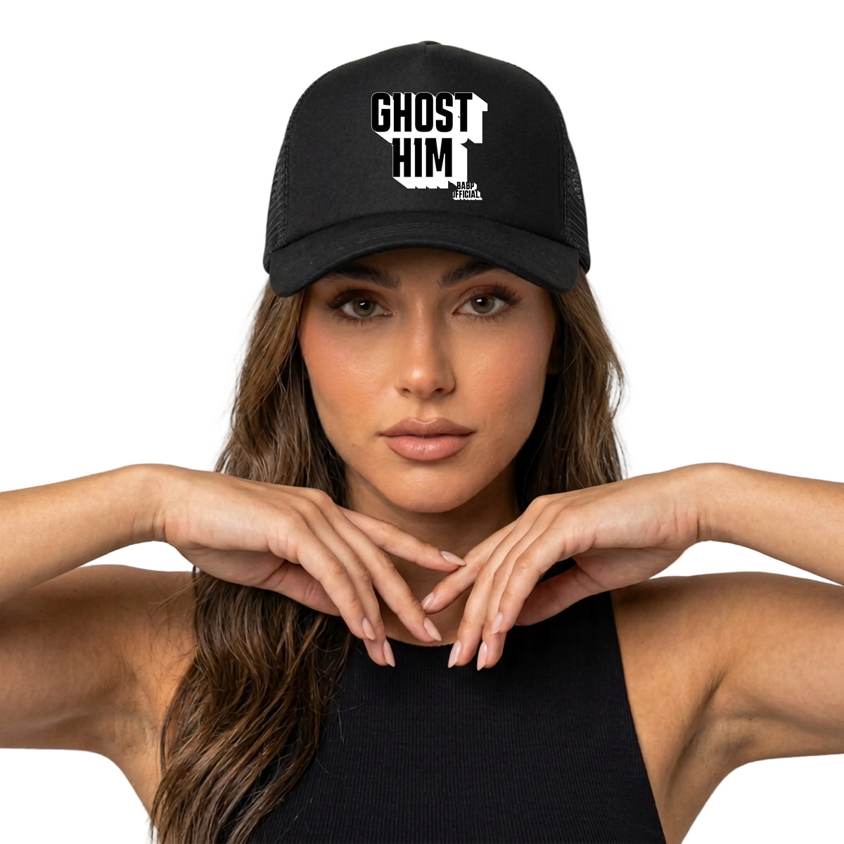 GHOST HIM TRUCKER HAT BLACK